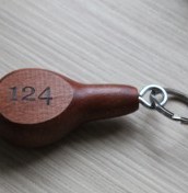 key ring engraved in wood